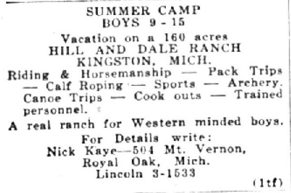 Hill and Dale Ranch - May 1960 Ad (newer photo)